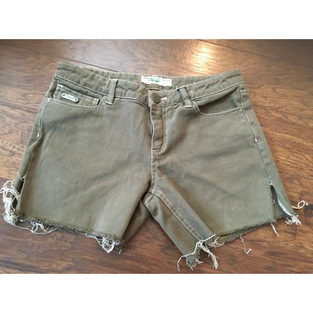 Marc by Marc Jacobs Chrissie Olive Green Cutoff Denim Shorts Size 27 Low Rise